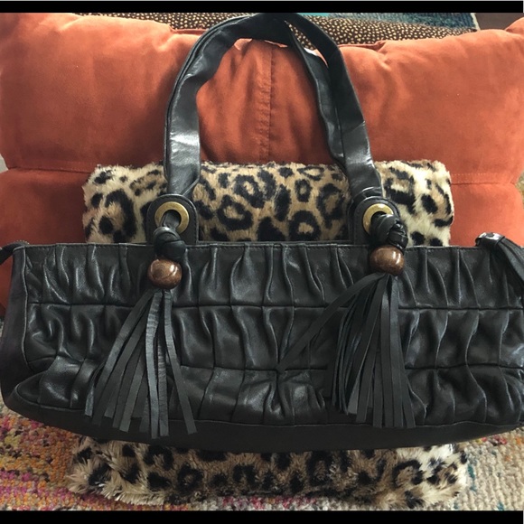 BCBGMaxAzria black leather handbag - Picture 2 of 9